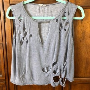 Distressed Gray Crop Top